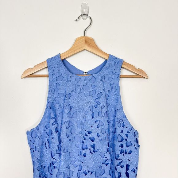 Antonio Melani Peggy Column Cut-Out Lace Sleeveless Sheath Midi Dress Sz 6. Blue - Picture 3 of 13